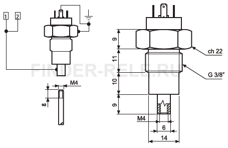 Размеры держателя электрода finder 072.51