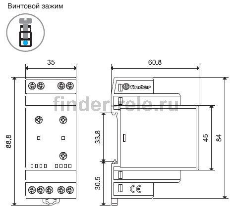 Габаритные размеры фотор реле finder 11.42