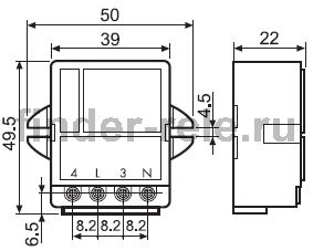 Габаритные размеры импульсного реле finder