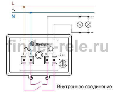 Схема подключения фотореле finder