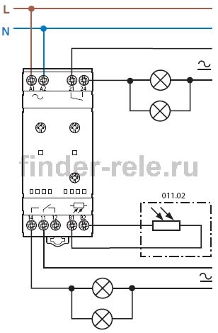 Схема подключения фотореле finder 11.42 