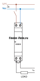 Схема подключения модульного твердотельного реле Finder однофазное подлючение